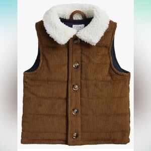 Mud Pie 12-18m brown sherpa quilted‎ vest Sherpa collar